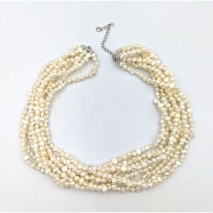 Freshwater Small Baroque Pearl Necklace Multi Strand Sterling Silver 925 Clasp